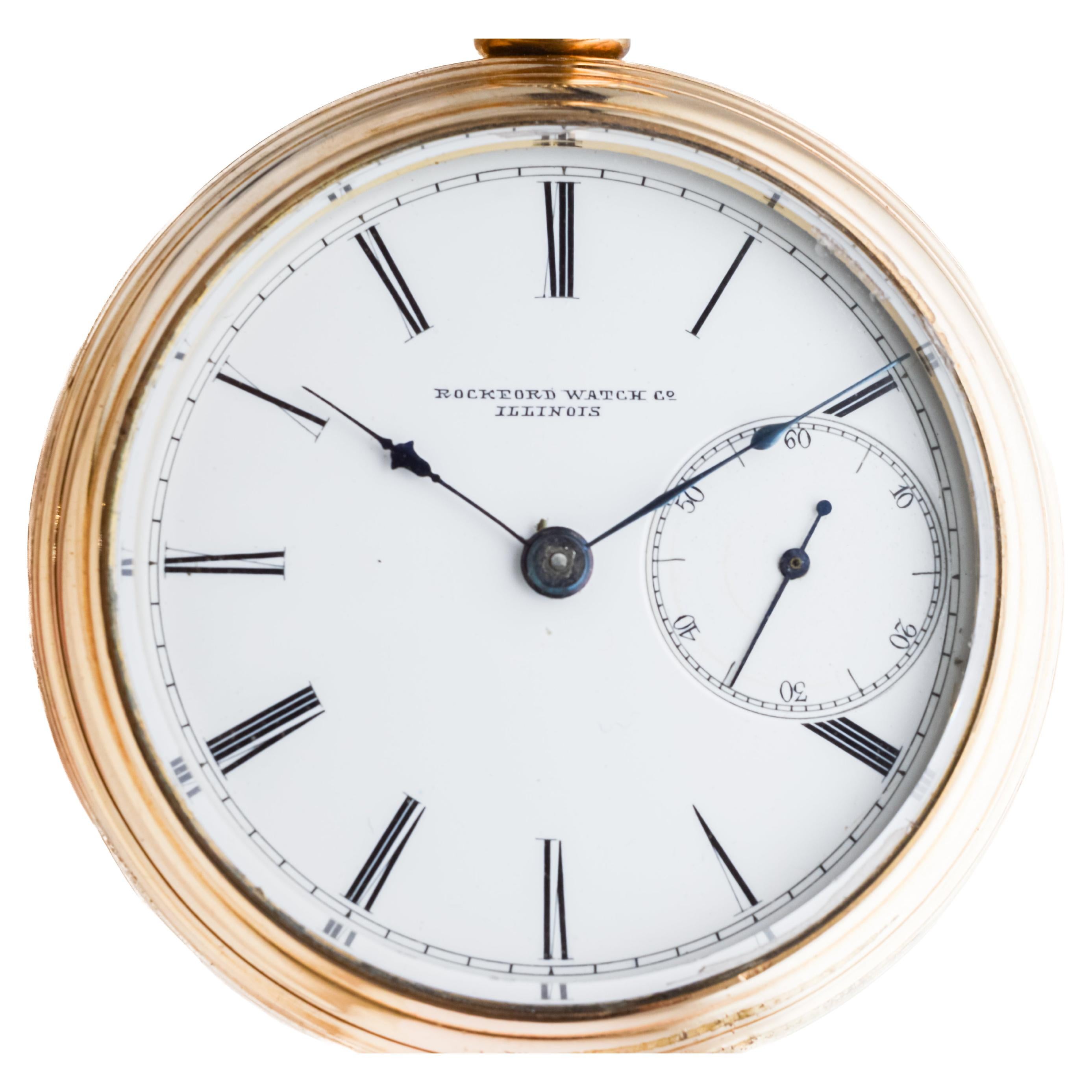 Rockford Watch Co. Or rempli d'un rare bouclier anti magnétique de 1870 en vente 3