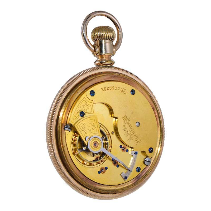 Men's Rockford Yellow Gold Filled Open Faced Pocket Watch from 1886 For Sale