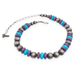 Rocki Gorman Southwestern Sterling Silver Turquoise Beaded Strand Necklace