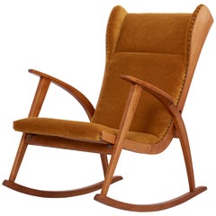 Rocking Antimott Chair by Wilhelm Knoll in Mohair Fabric, Germany, 1950s