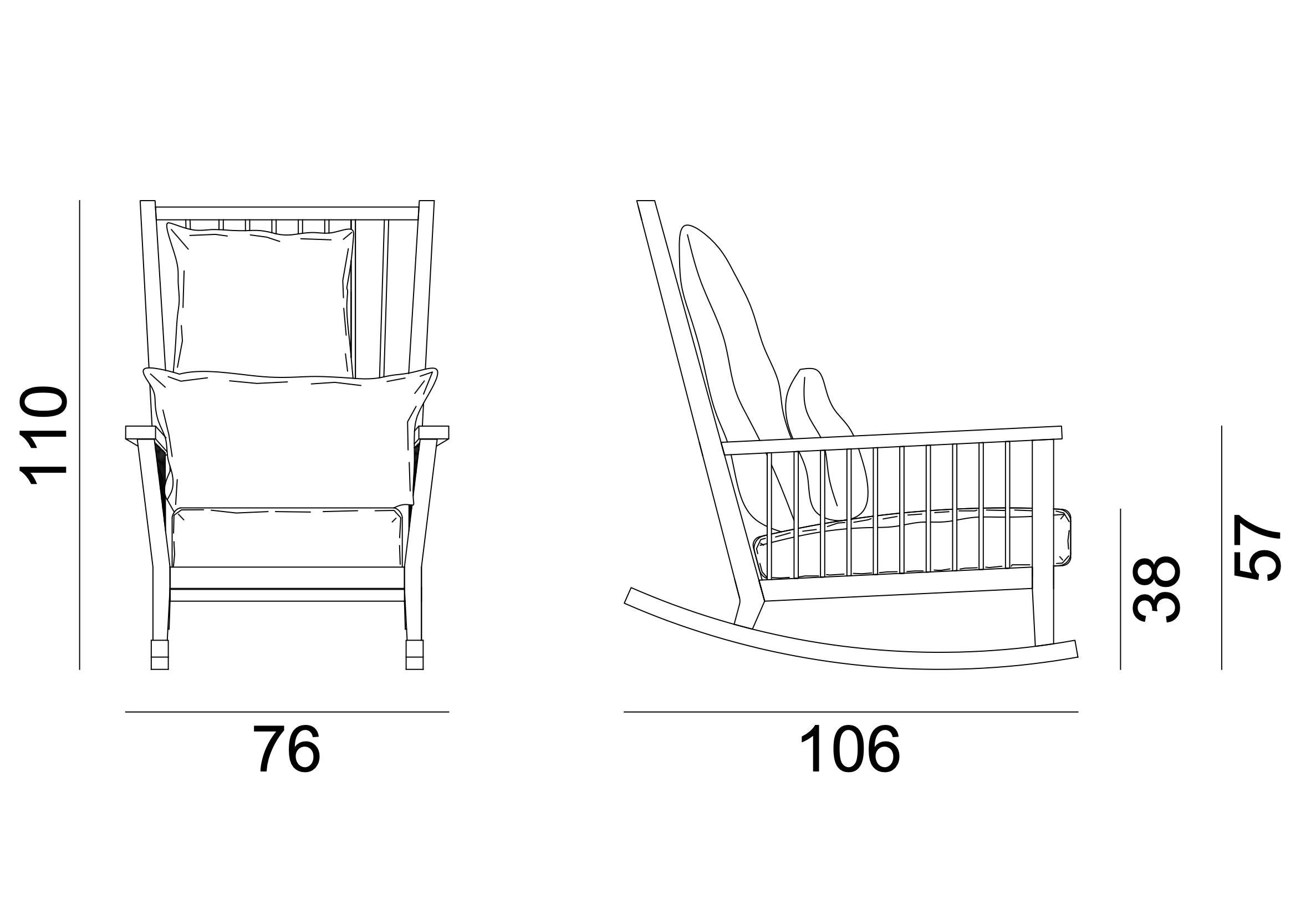 Rocking armchair Gervasoni Gray 09 design Paola Navone - Canaletta walnut (Zeitgenössisch) im Angebot