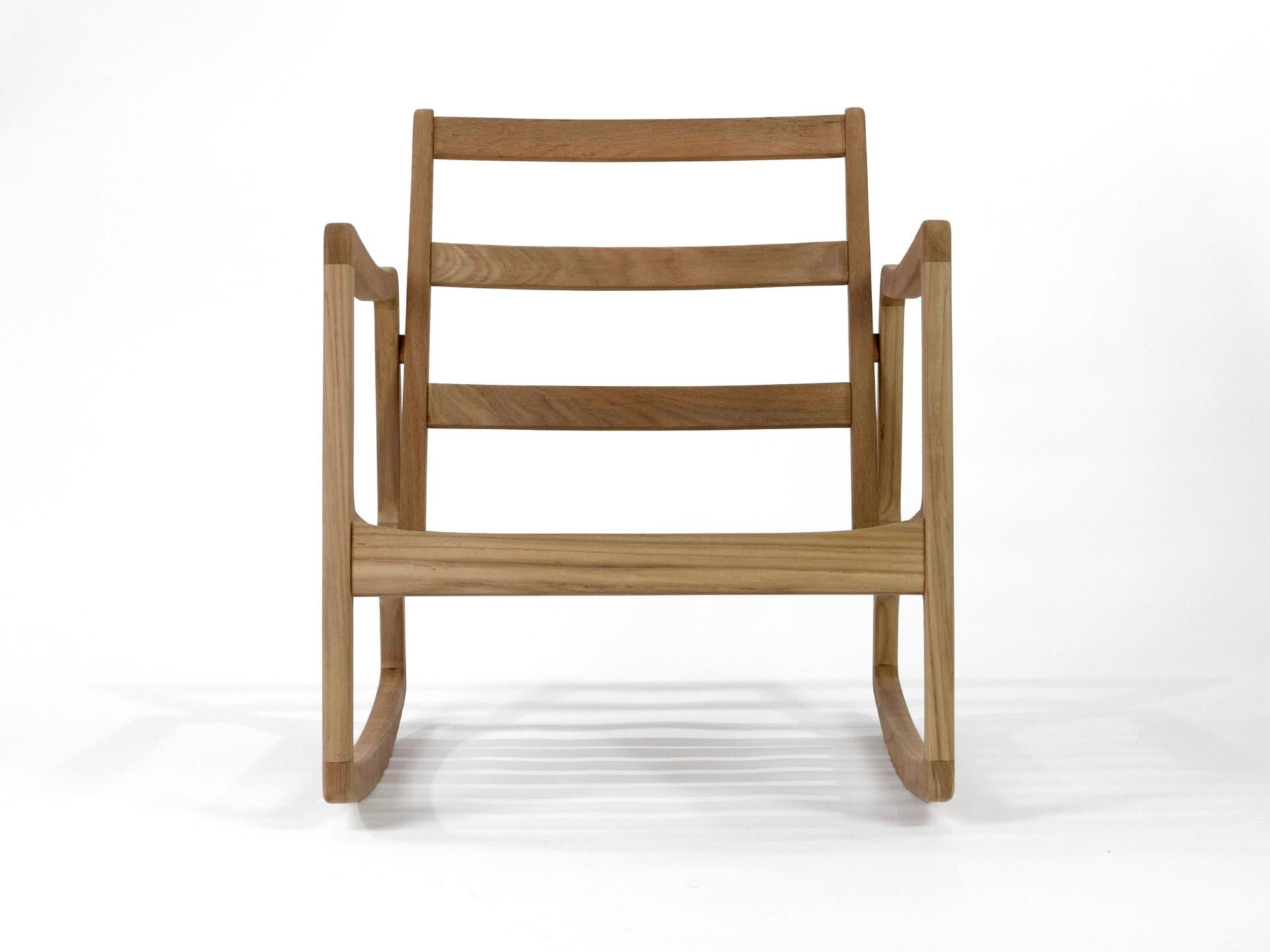 Mid-Century Modern ROCKING ARMCHAIR in solid teak for indoor-outdoor Mid-20th Century For Sale