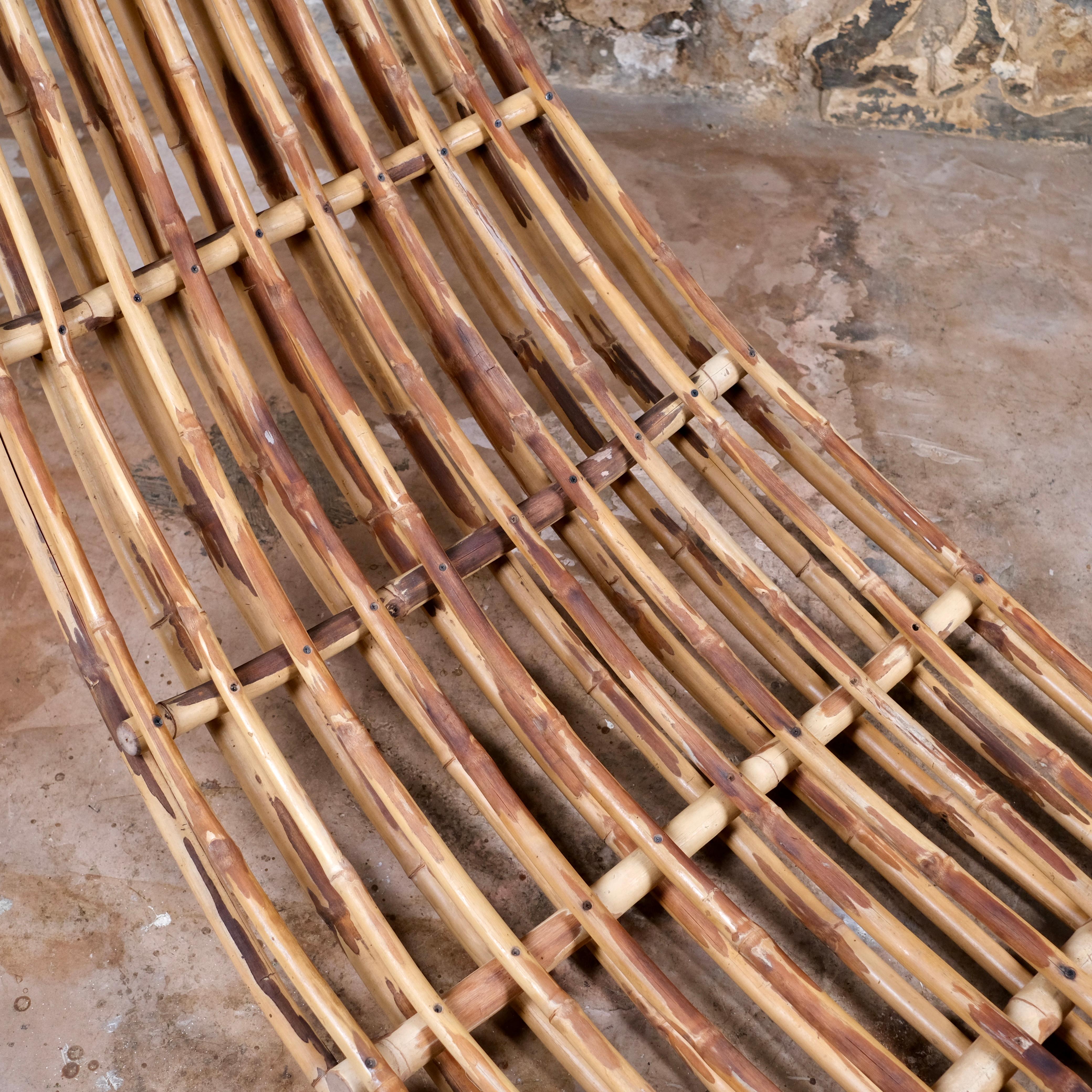 Rocking bamboo daybed or lounge chair from France, 1970s For Sale 3