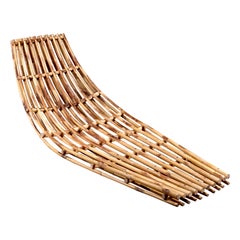 Rocking bamboo daybed or lounge chair from France, 1970s