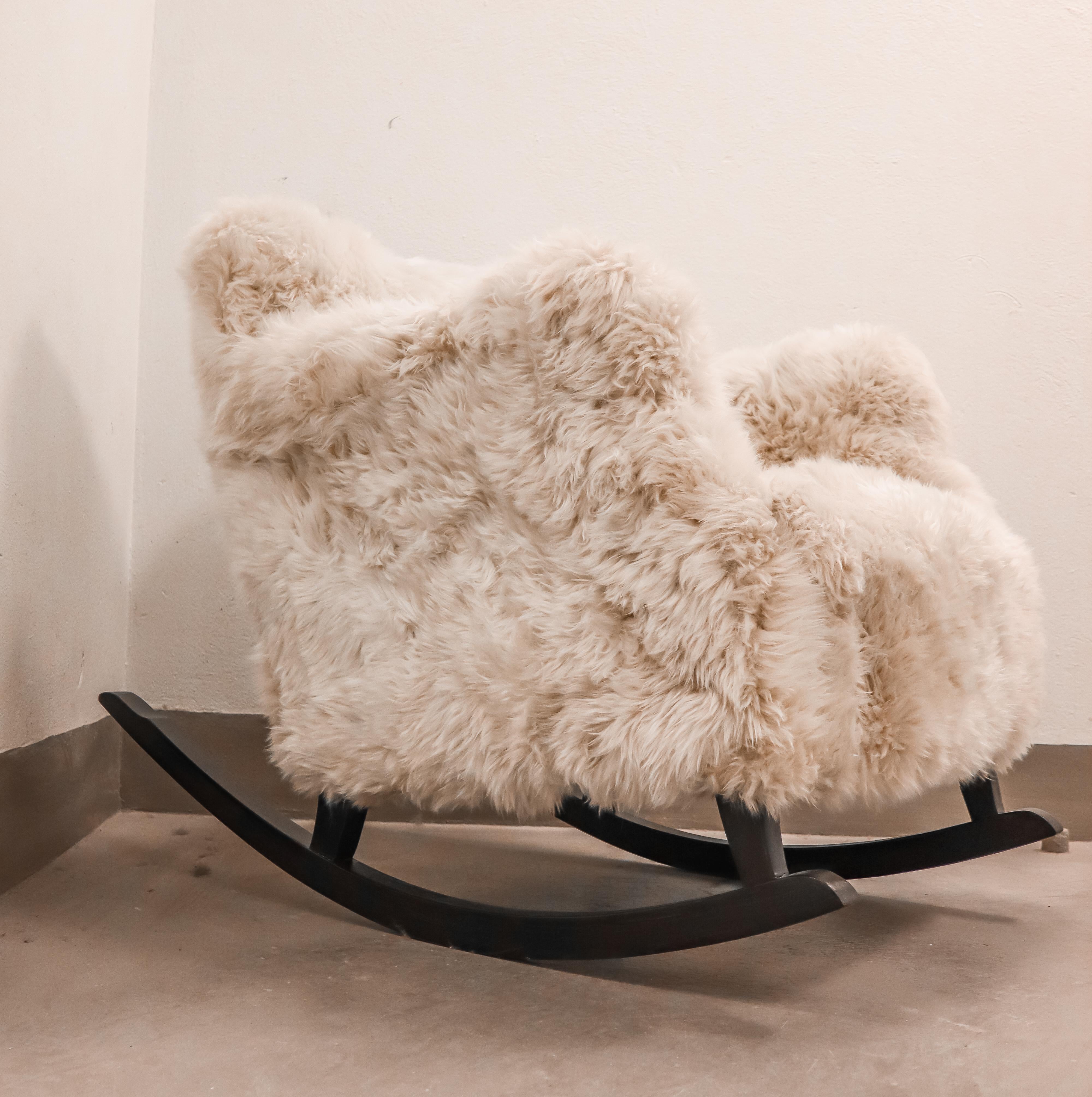 Scandinavian Modern Rocking Chair - 1930s Sweden - Swedish Modern - Sheepskin