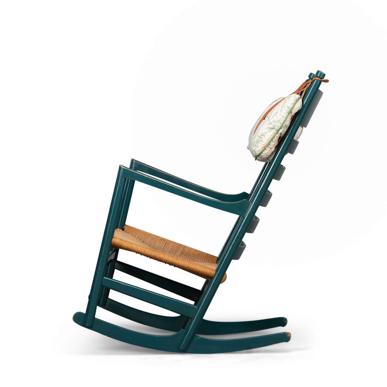 Fabric Rocking Chair #45 by Hans J. Wegner for Tarm Stole & Mobelfabrik, 1960s For Sale