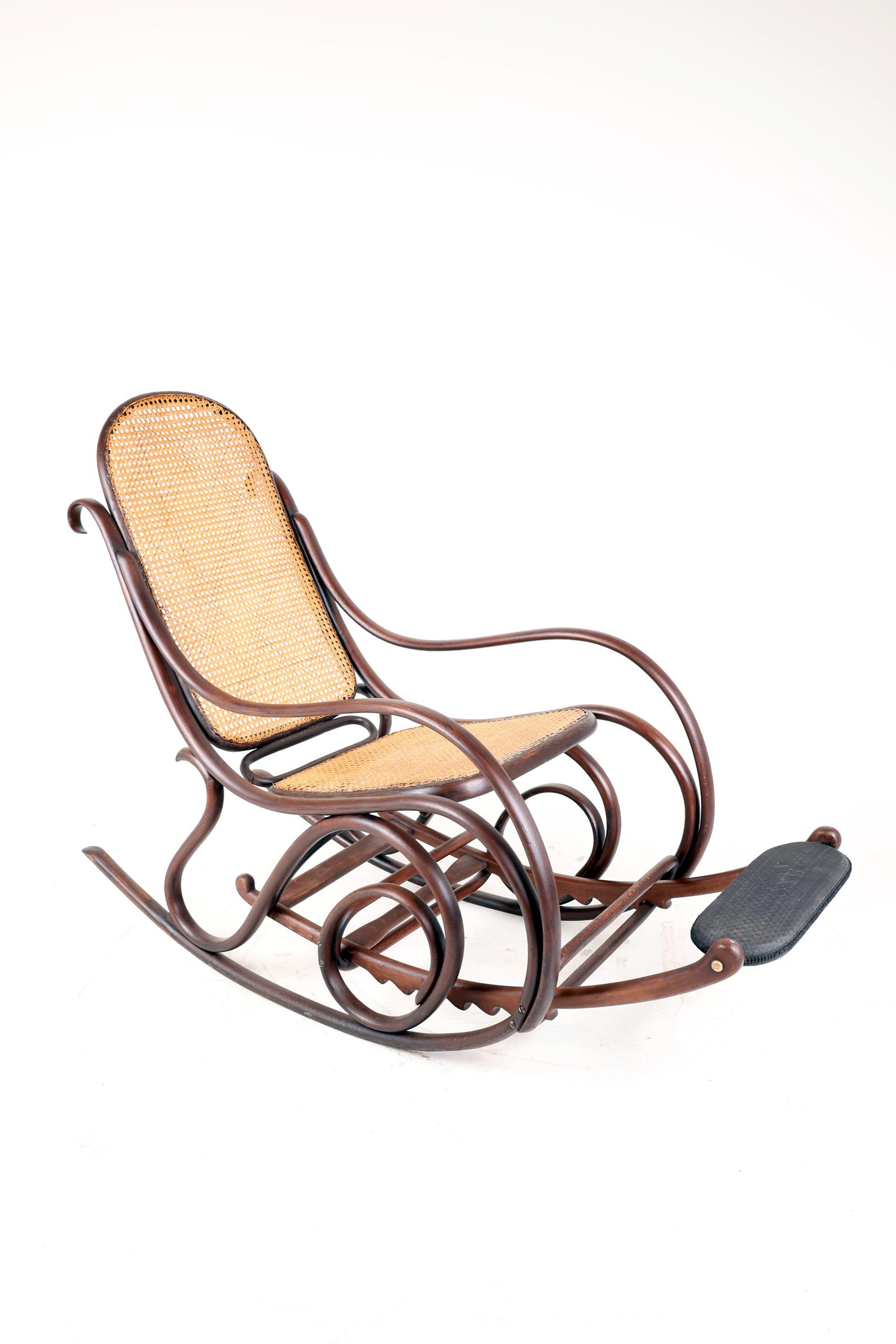 Oiled Rocking Chair And Its Footrest, Beech, Spirit 