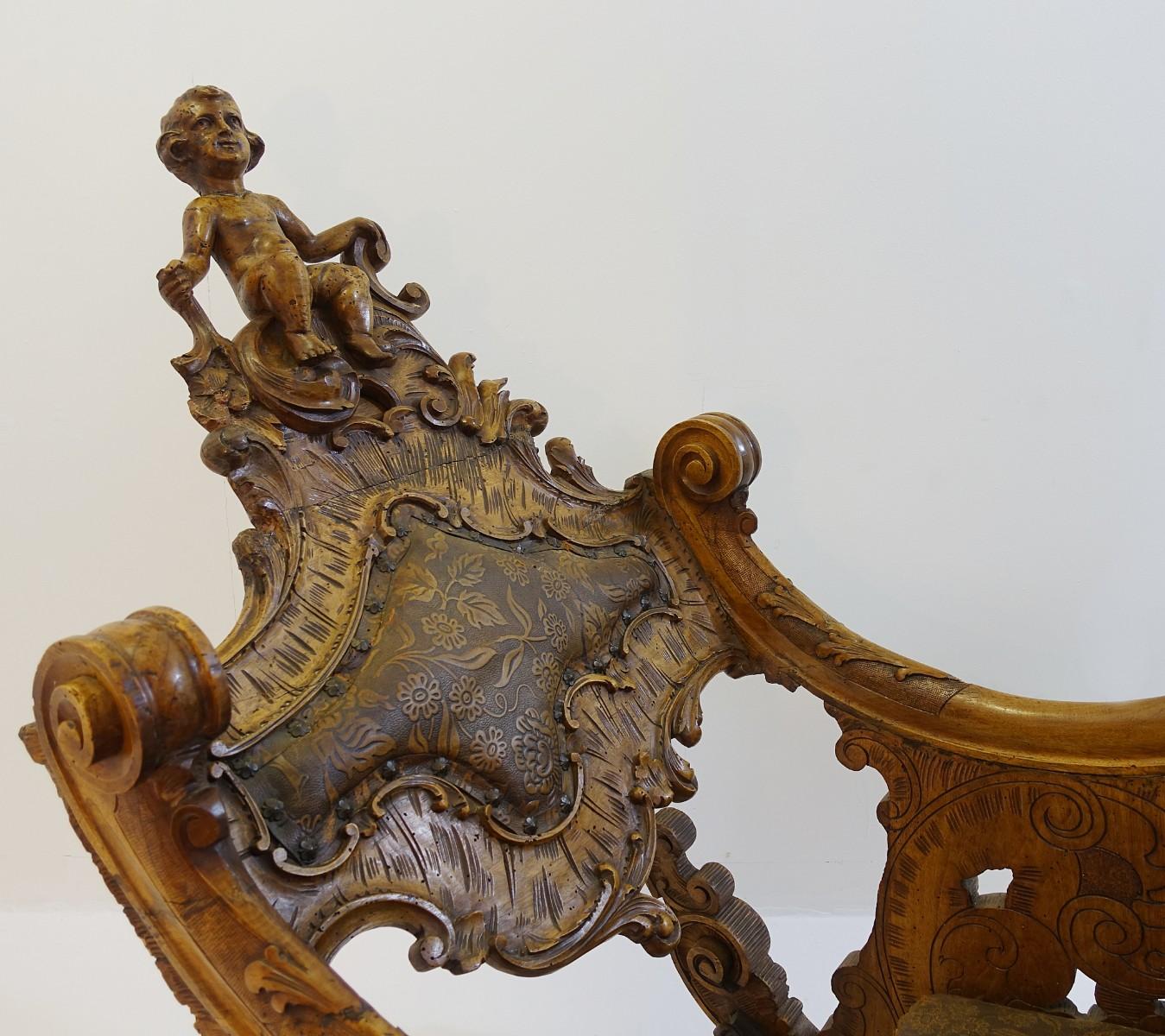 Rocking Chair Baroque Style, Germany, 19th Century In Fair Condition In Brussels, BE