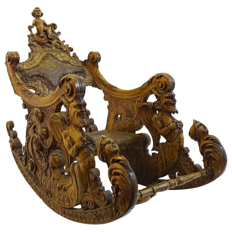 Rocking Chair Baroque Style, Germany, 19th Century at 1stDibs