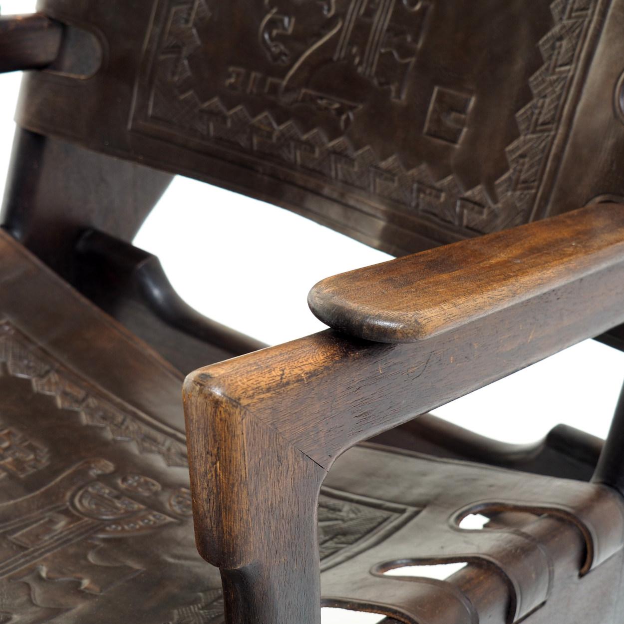Leather Rocking Chair by Angel Pazmiño for Muebles de Estilo, Ecuador For Sale