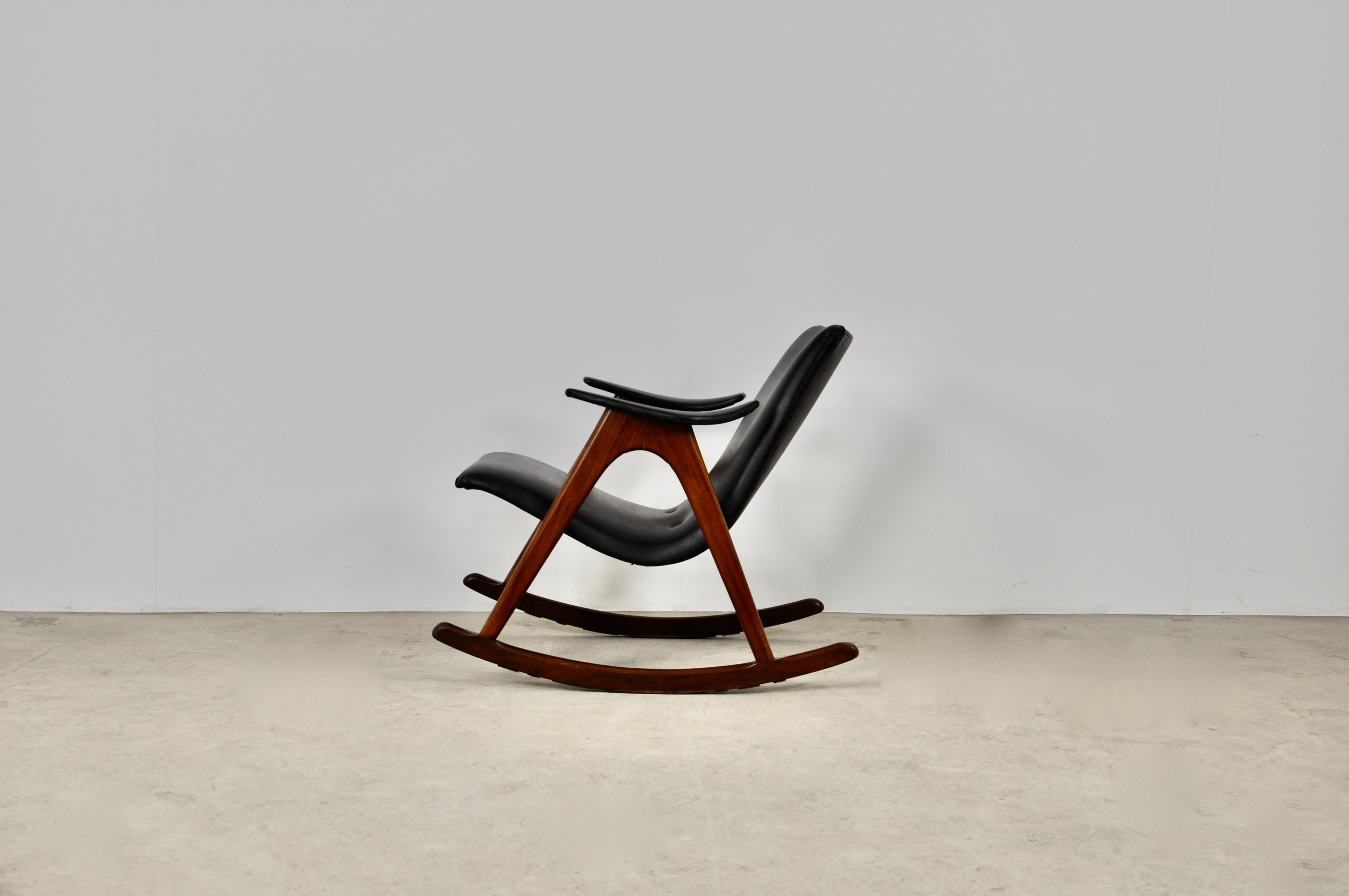 Rocking Chair by Louis Van Teeffelen, 1960s In Good Condition In Lasne, BE