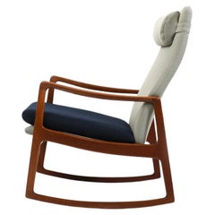Rocking Chair by Ole Wanscher for France & Søn 1960s / New Upholstered