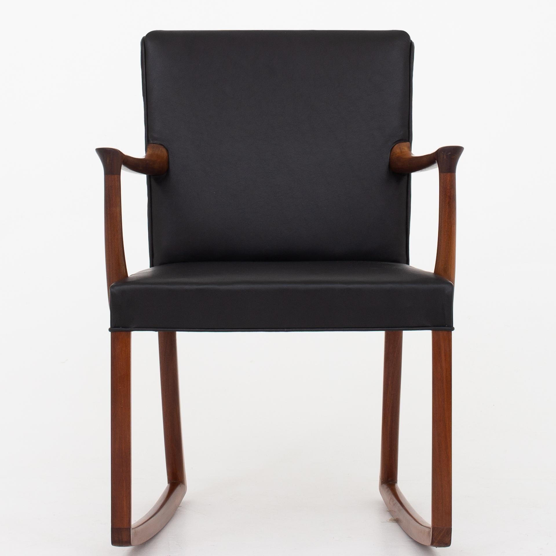 Leather Rocking Chair by Ole Wanscher