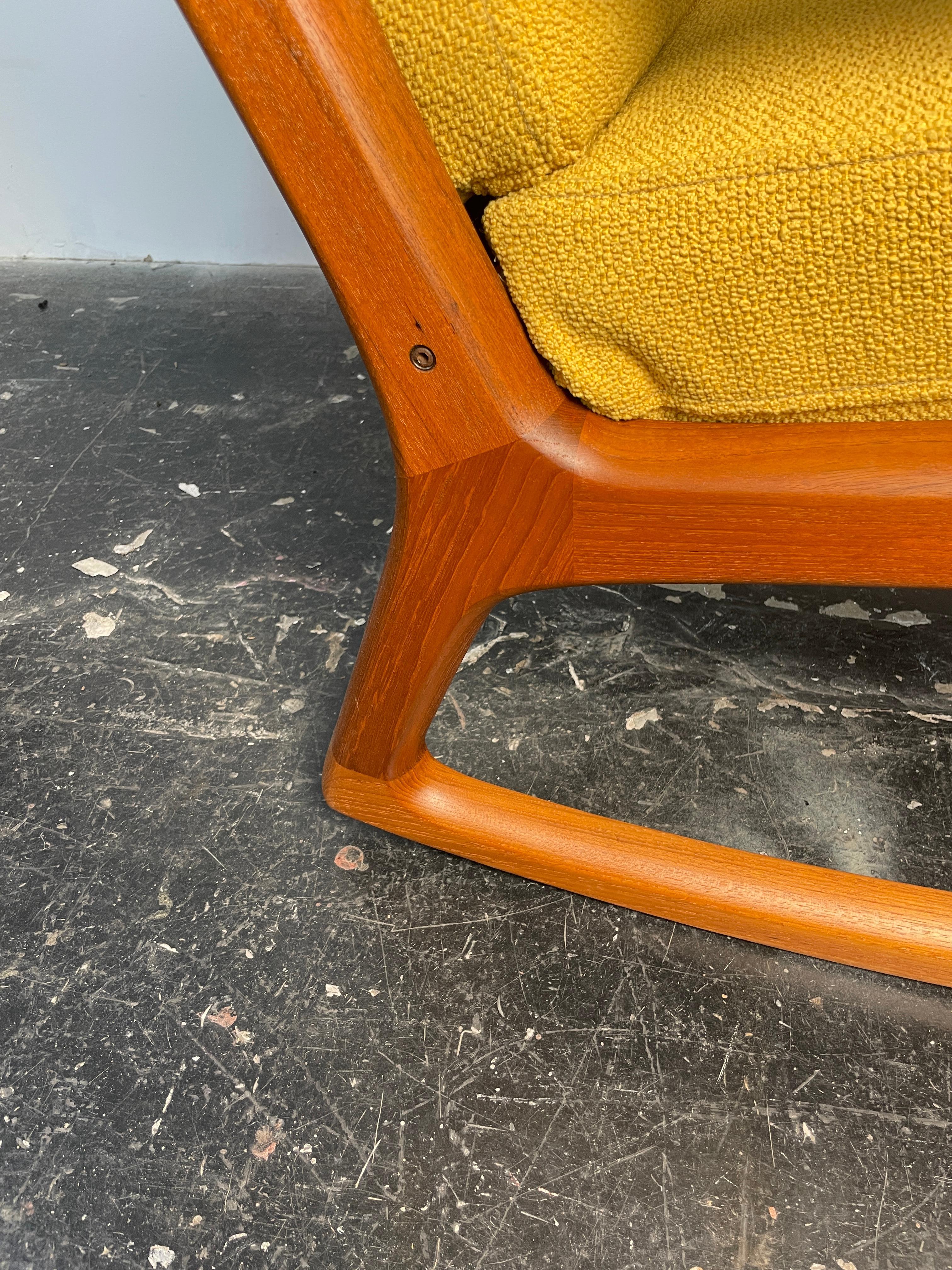 Mid-Century Modern Rocking Chair by Ole Wanscher in Solid Teak, Denmark Circa 1950's For Sale