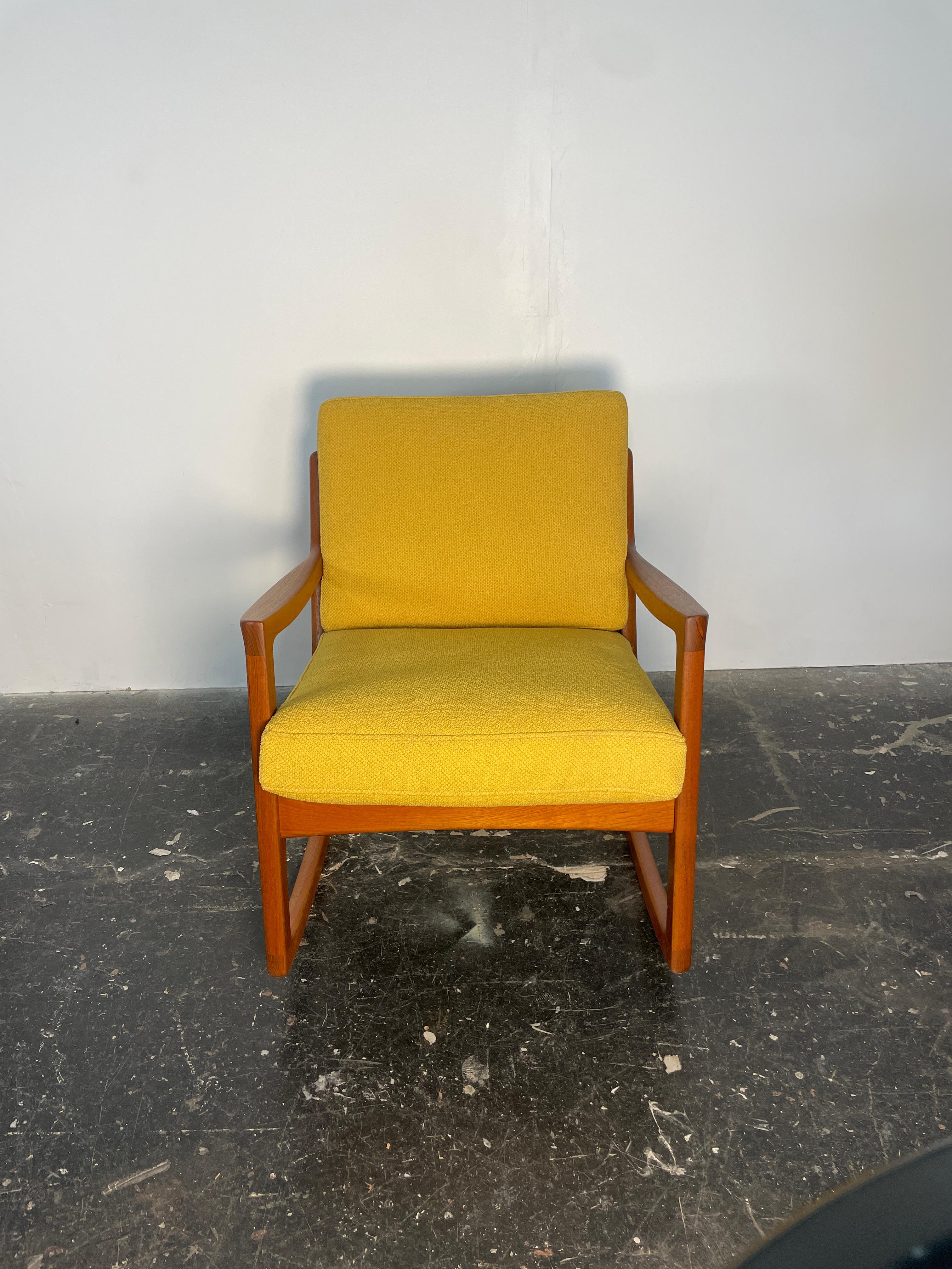 Rocking Chair by Ole Wanscher in Solid Teak, Denmark Circa 1950's In Good Condition For Sale In San Diego, CA