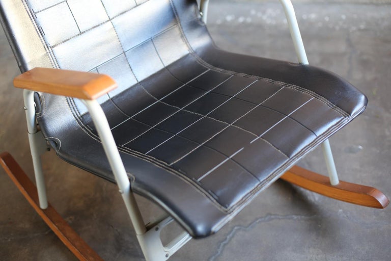 Leather Rocking Chair by Takeshi Nii For Sale