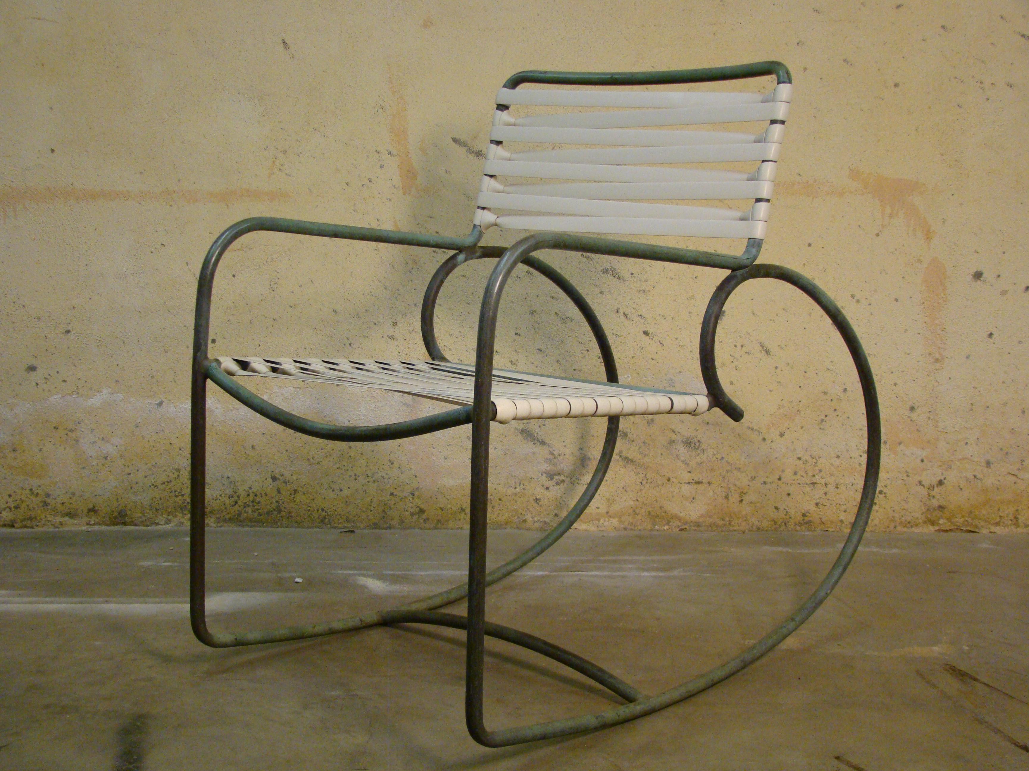 Mid-Century Modern Rocking Chair by Walter Lamb for Brown Jordan in Bronze Tubing