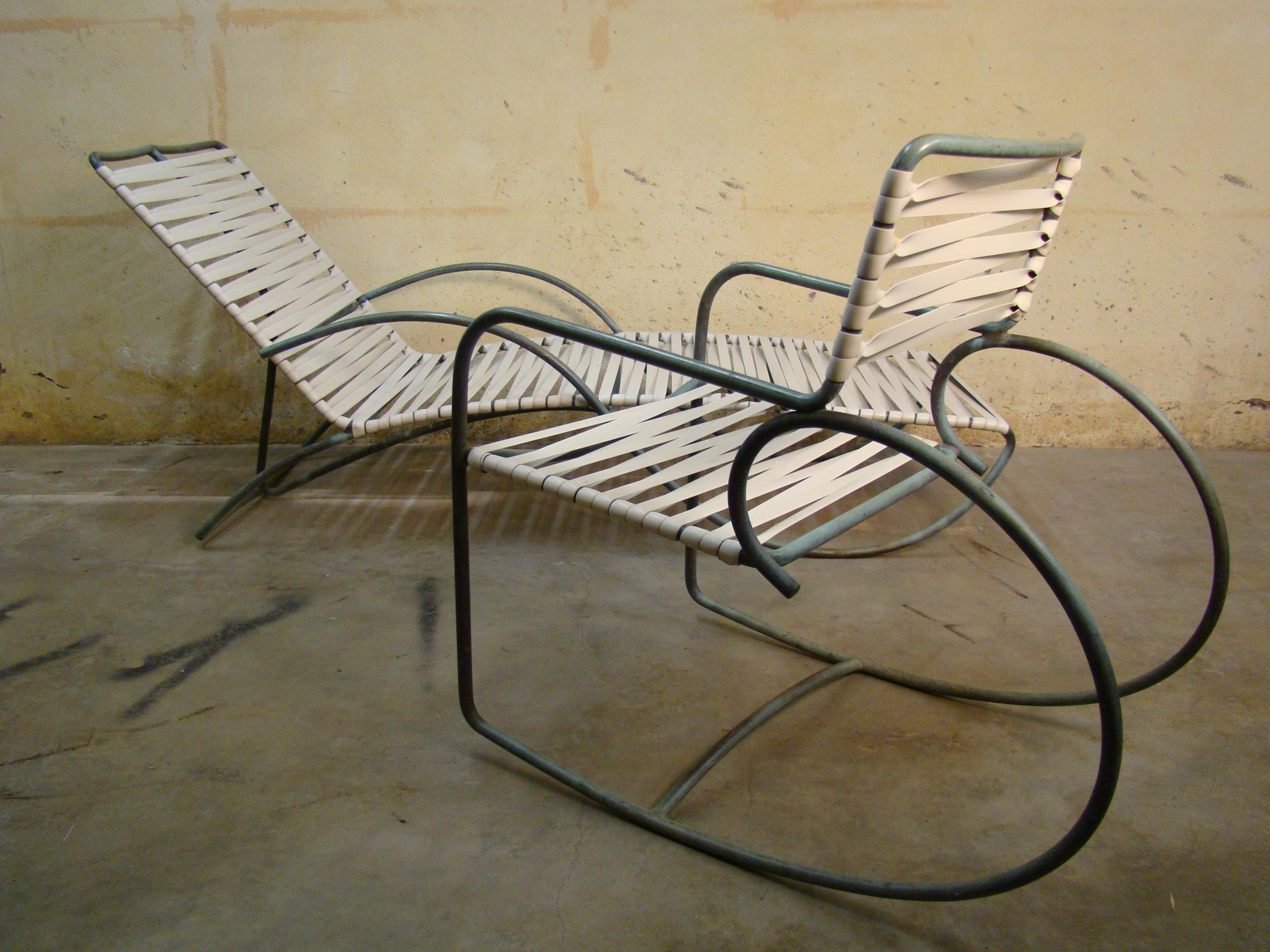 Rocking Chair by Walter Lamb for Brown Jordan in Bronze Tubing In Good Condition In Denver, CO