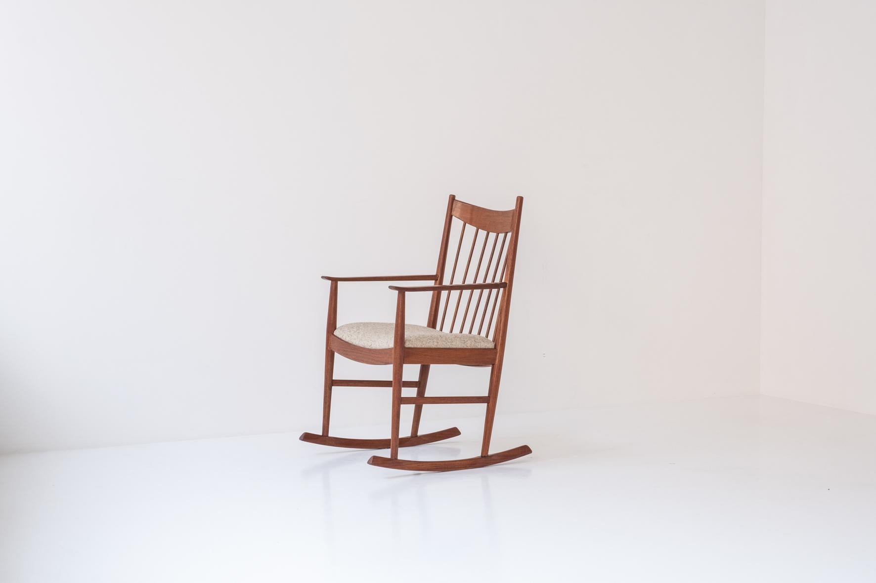 Scandinavian Modern Rocking chair designed by Arne Vodder for Sibast, Denmark 1960s. For Sale