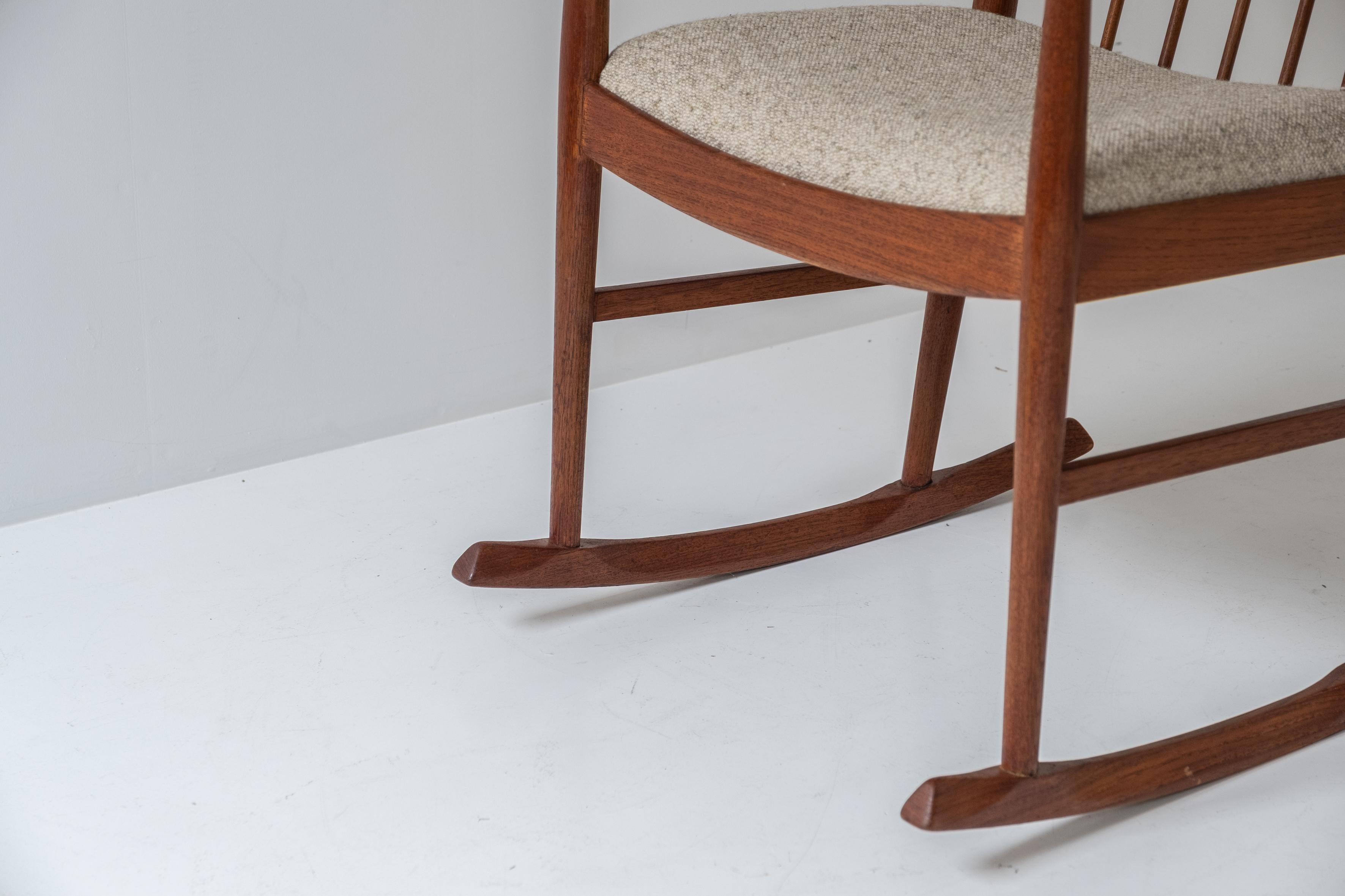 Fabric Rocking chair designed by Helge Sibast for Sibast, Denmark 1960s.