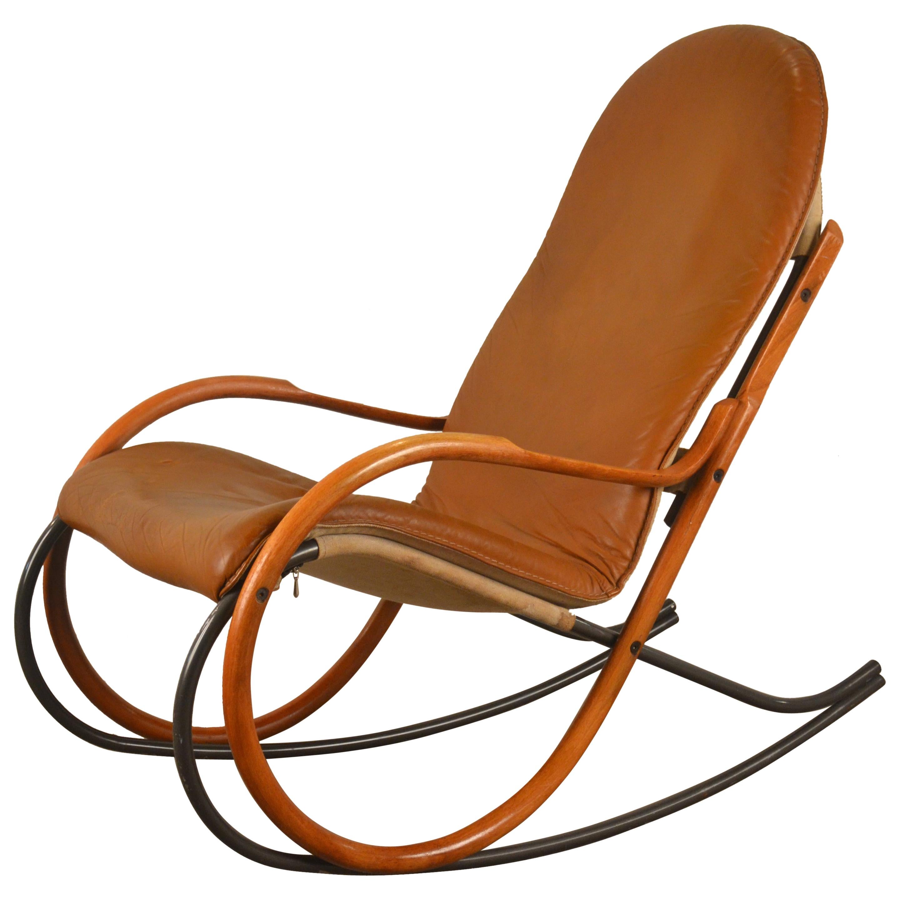 Rocking Chair Designed by Paul Tuttle, Strässle, Switzerland, 1970s For Sale