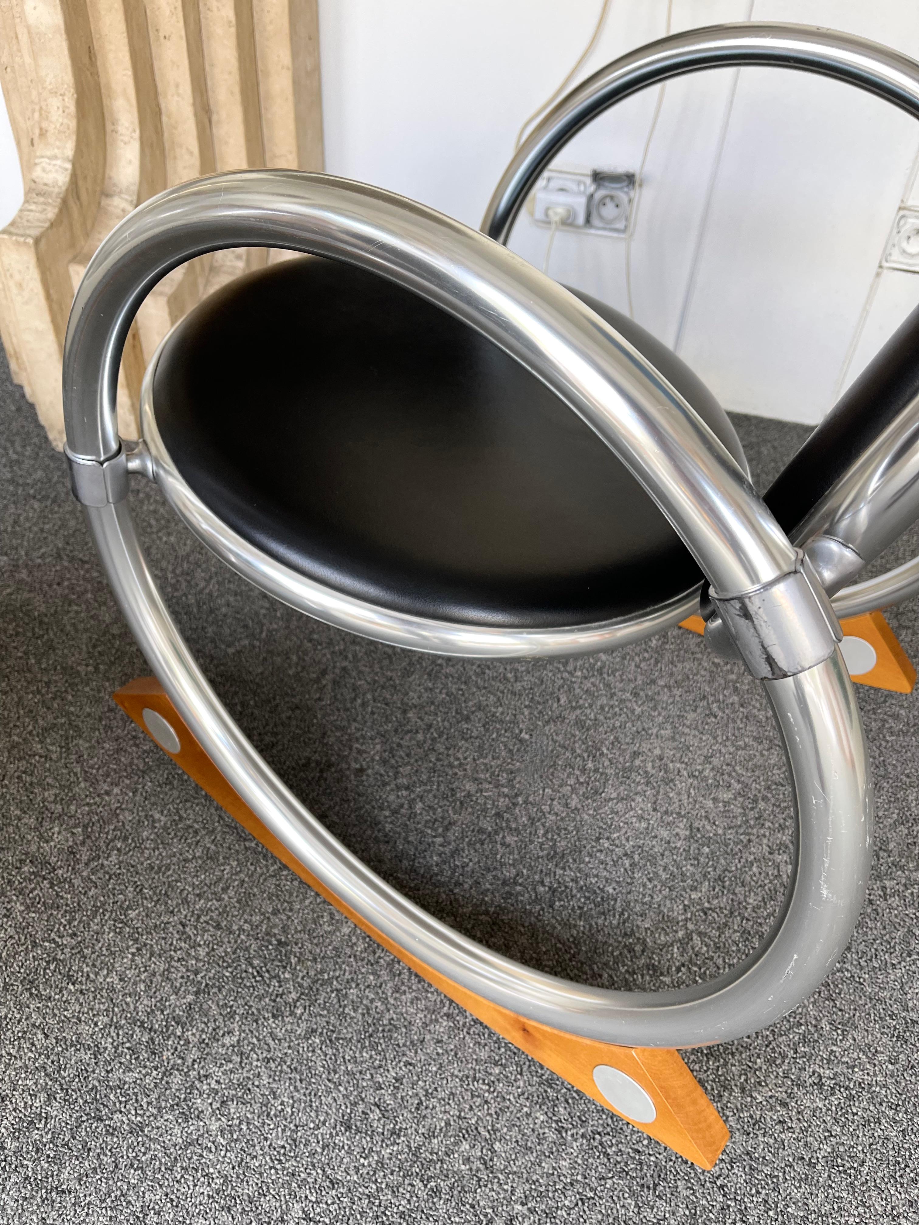 Metallo Sedia a dondolo Dondolo di Verner Panton per Ycami, Italia, anni '90 in vendita