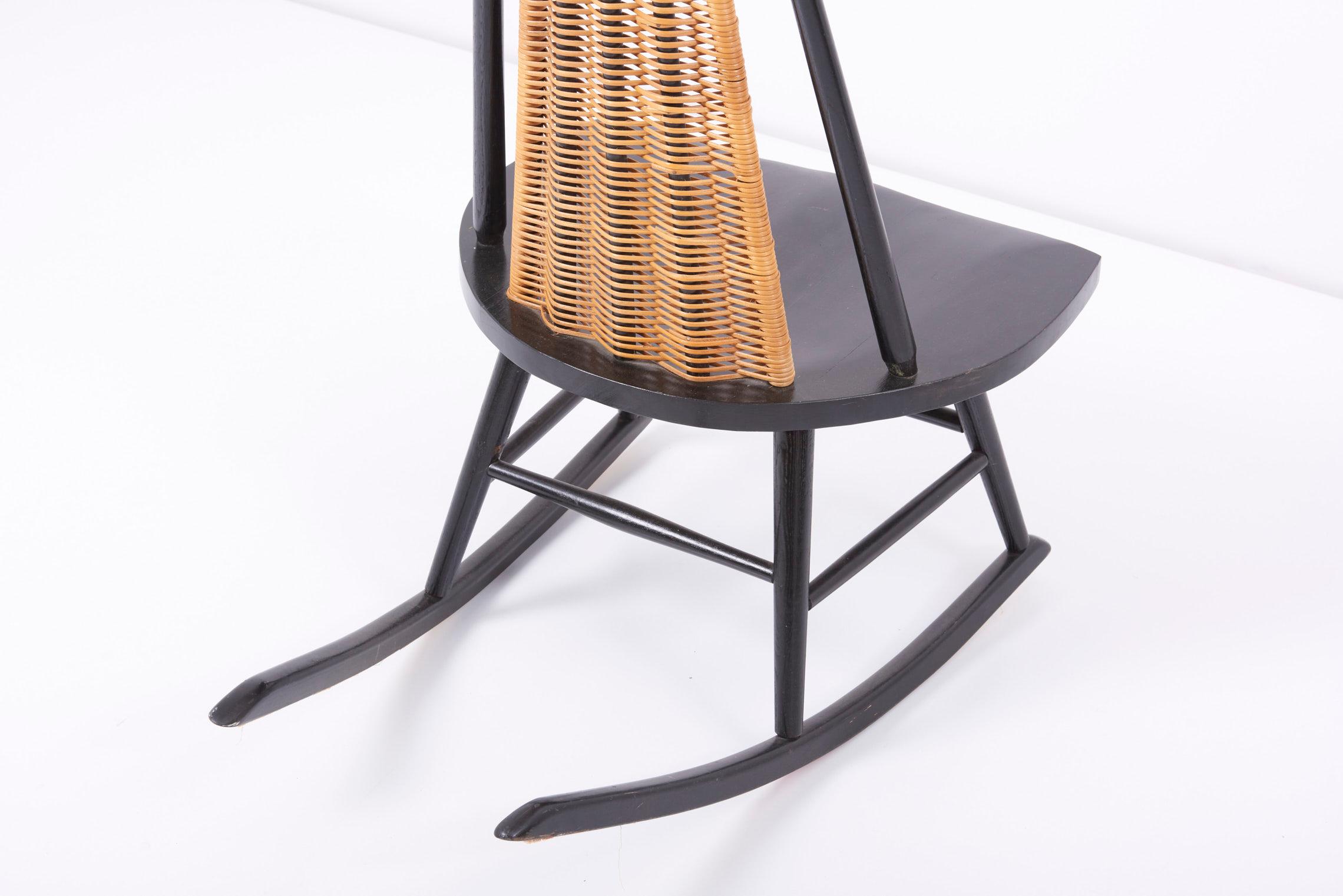 Wicker Rocking Chair Dr. No by Ilmari Tapiovaara for Asko, Finland, 1960s