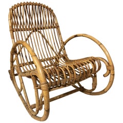 Rocking Chair in Bamboo, Original from 1970s Great Design