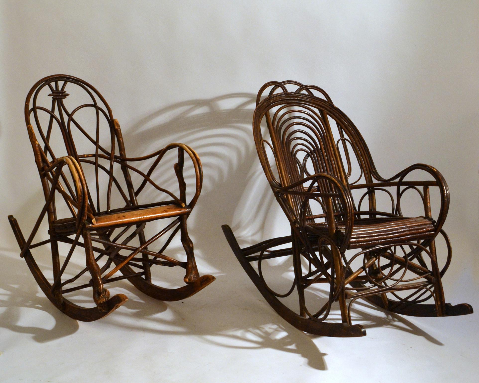 Rocking Chair in Bentwood Willow, Swedish, 1900-1920 4