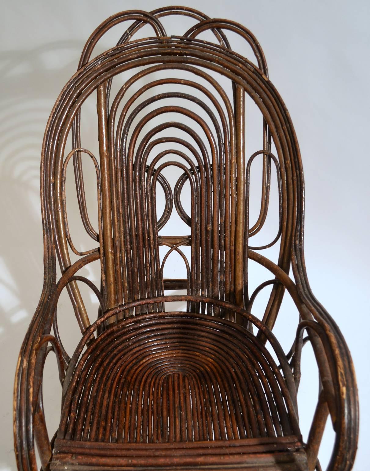 Rocking Chair in Bentwood Willow, Swedish, 1900-1920 In Excellent Condition In London, GB