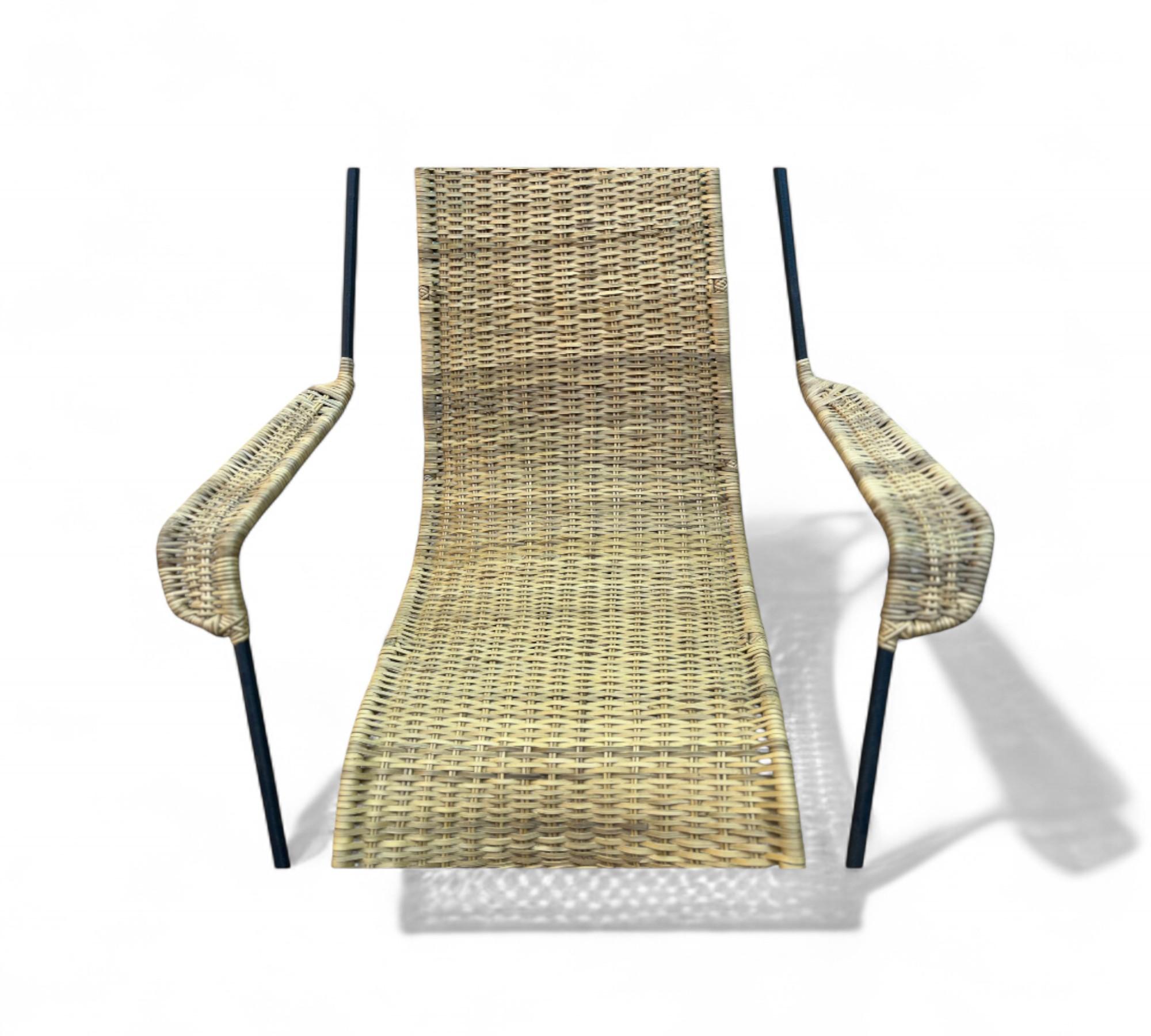 Rocking Chair in Metal & Wicker by Carlo Hauner, c. 1950s en vente 5