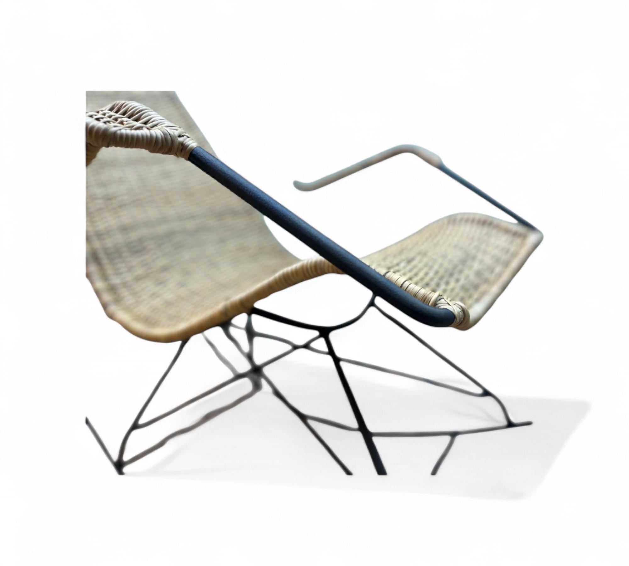 Rocking Chair in Metal & Wicker by Carlo Hauner, c. 1950s en vente 8