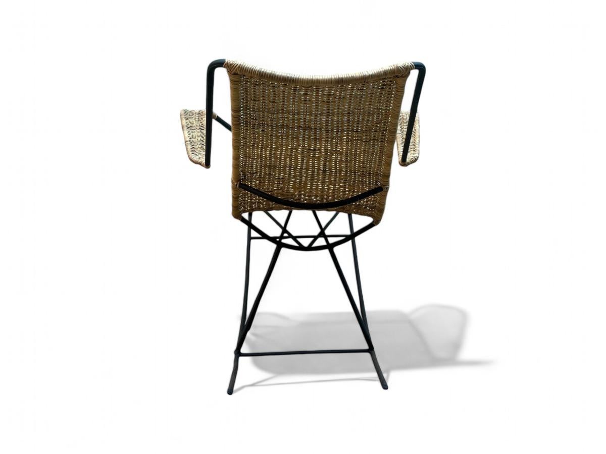 Brésilien Rocking Chair in Metal & Wicker by Carlo Hauner, c. 1950s en vente