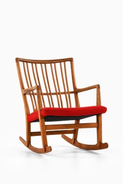 Rocking Chair in Oak with Wool Fabric by Hans Wegner, 1950's