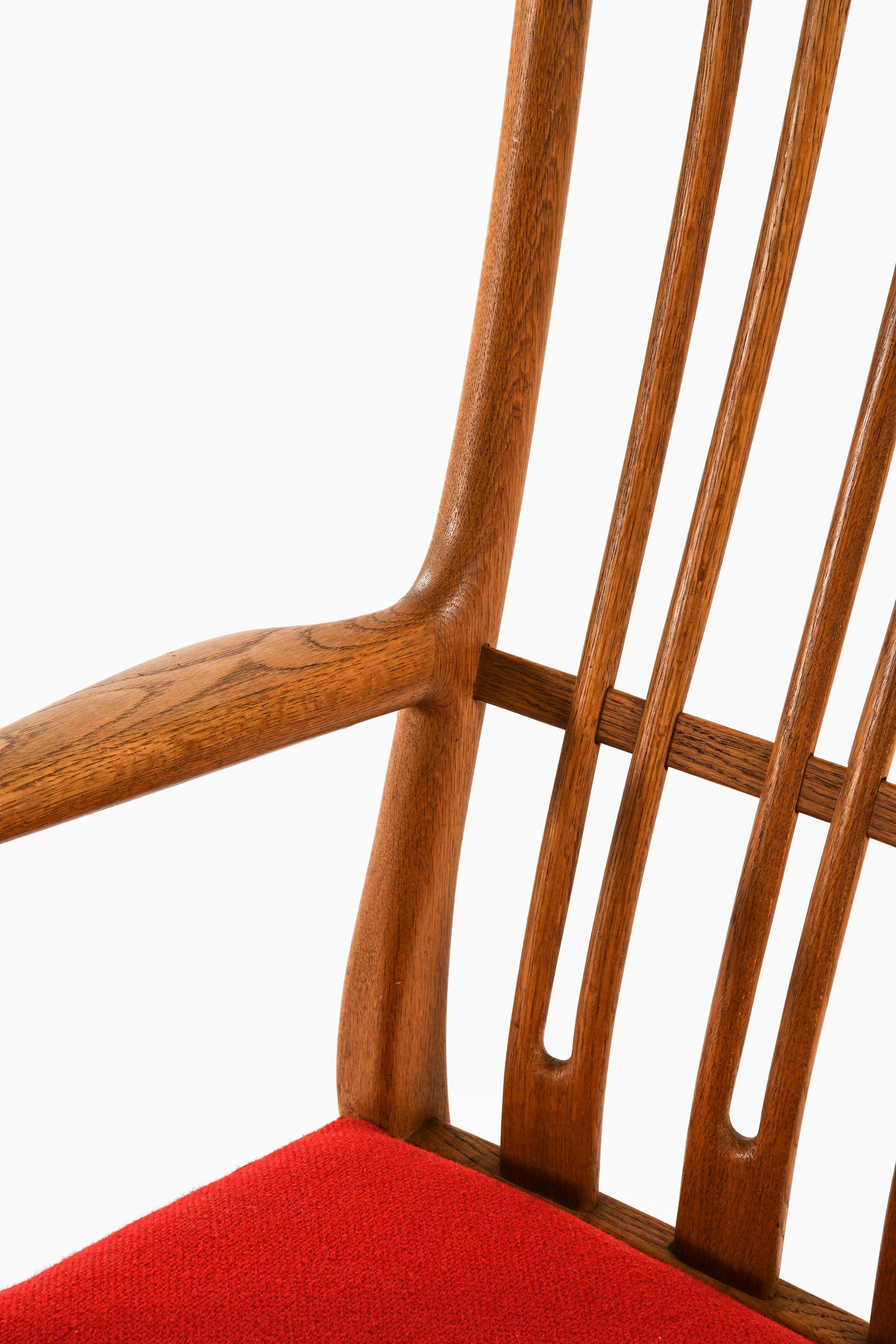 Rocking Chair in Oak with Wool Fabric by Hans Wegner, 1950's In Good Condition For Sale In Limhamn, Skåne län