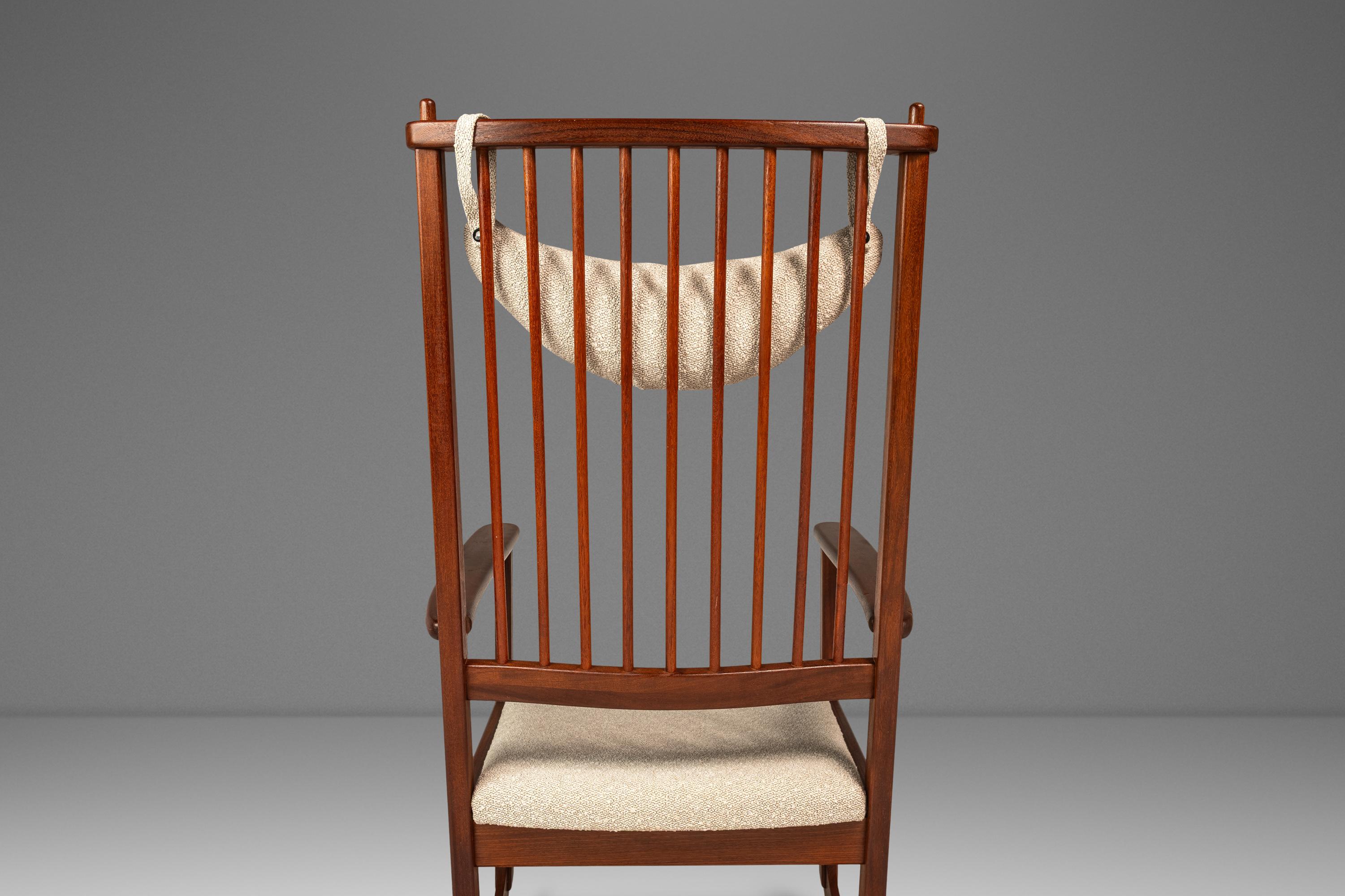 Rocking Chair in Solid Teak & Bouclé, Yngve Ekström for Swedese, Sweden, 1960s im Angebot 3