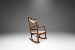 Rocking Chair in Solid Teak & Bouclé, Yngve Ekström for Swedese, Sweden, 1960s