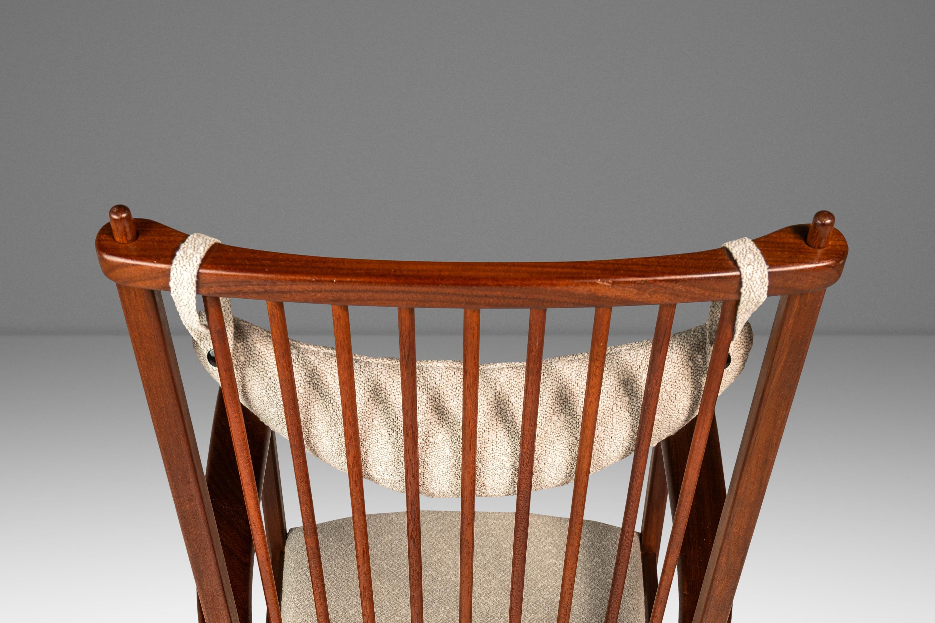 Rocking Chair in Solid Teak & Bouclé, Yngve Ekström for Swedese, Sweden, 1960s im Angebot 2