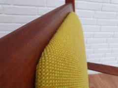 Rocking Chair in Solid Teak Wood, Kvadrat Wool, 1960s, Renovated