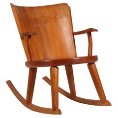 Rocking chair made in solid pine, Sweden 1970s
