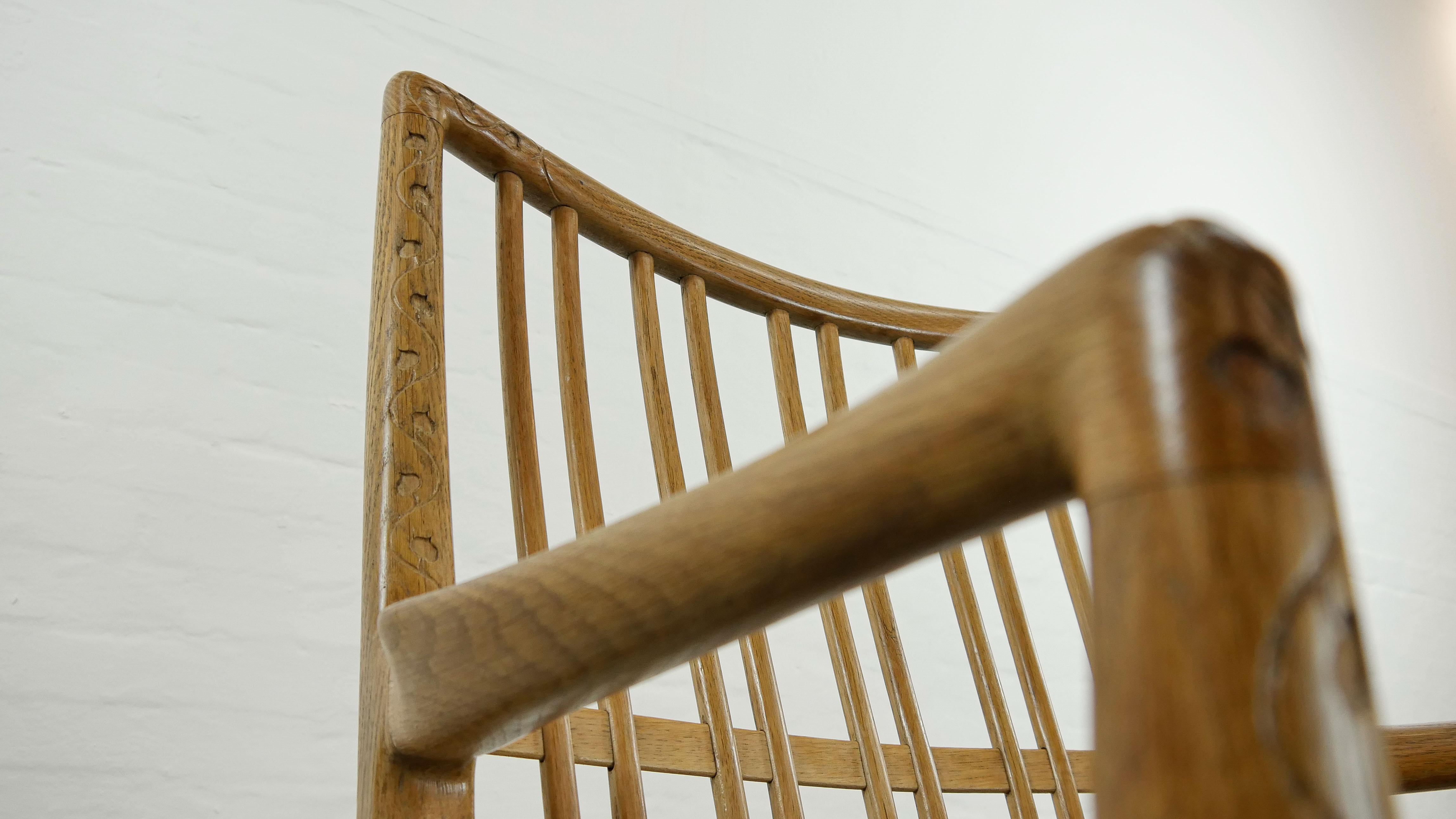 Rocking Chair ML-33 by Hans J. Wegner with Floral Carvings for Mikael Laursen 2