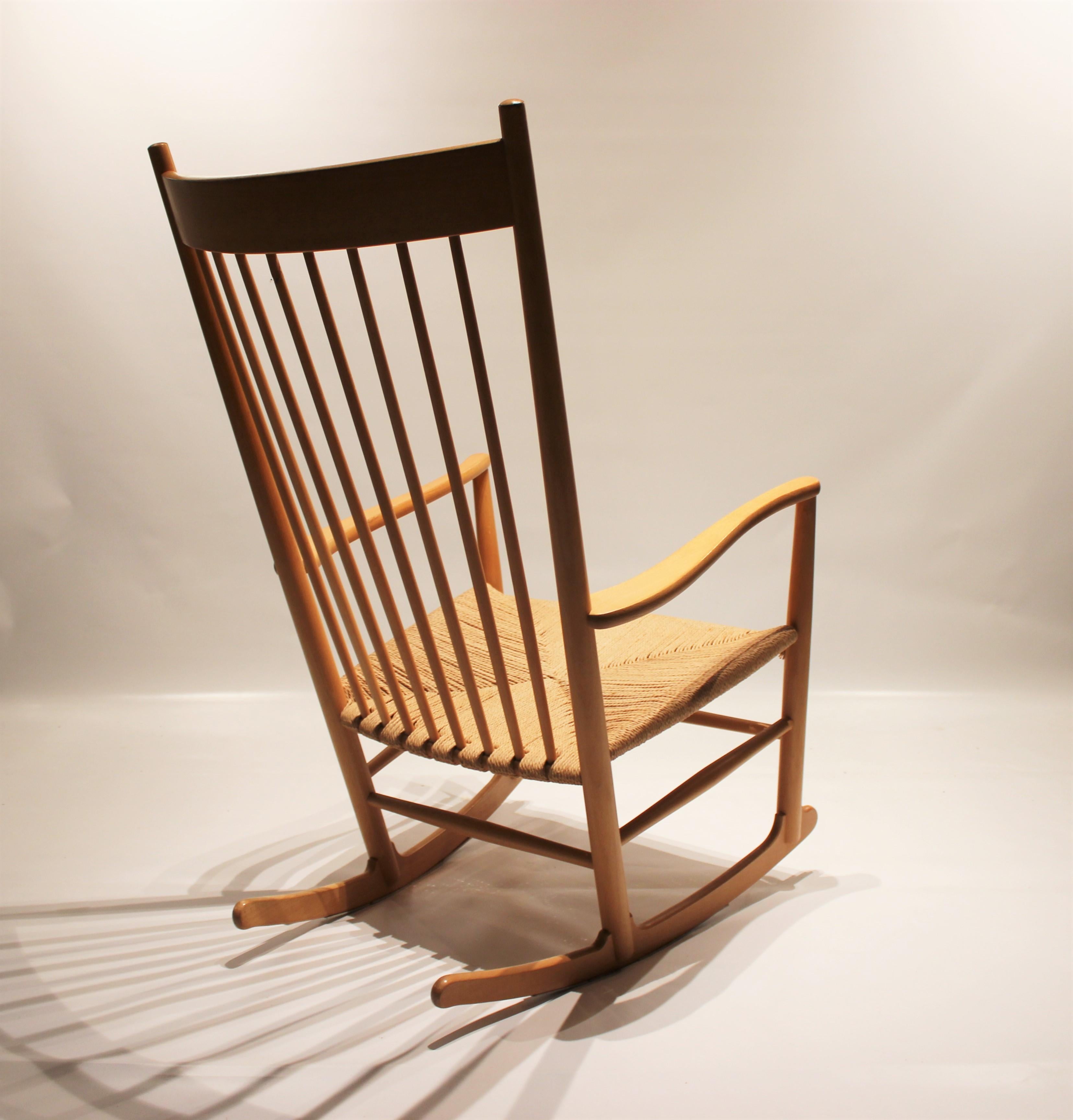 Scandinavian Modern Rocking Chair, Model J16, of Beech by Hans J. Wegner, 1960s