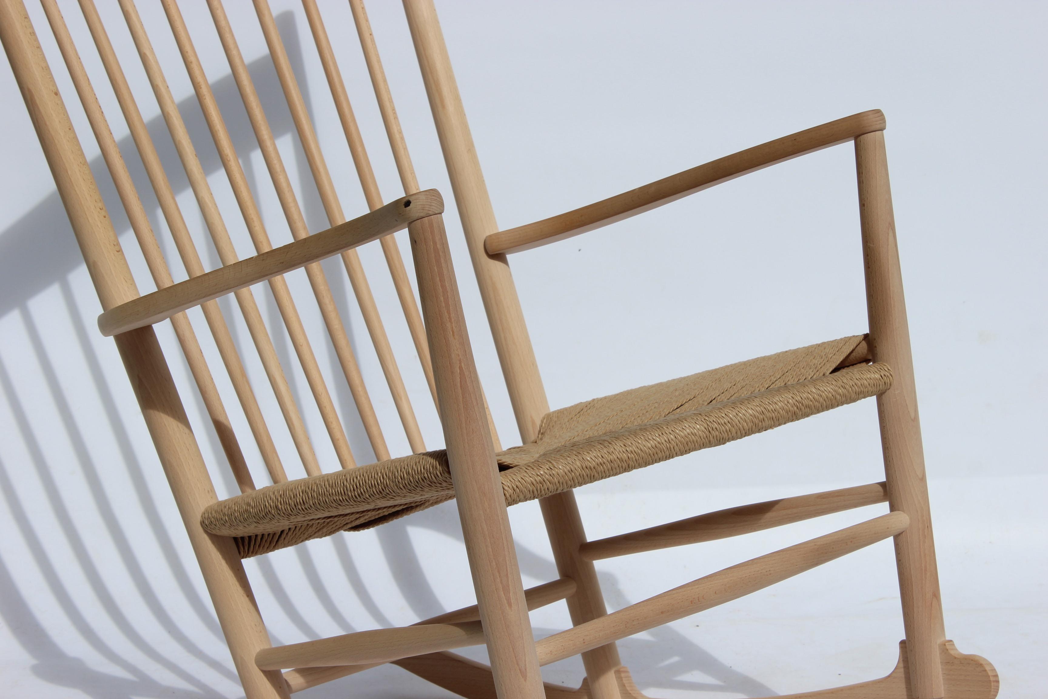 Scandinavian Modern Rocking Chair, Model J16, of Beech, by Hans J. Wegner and Fredericia