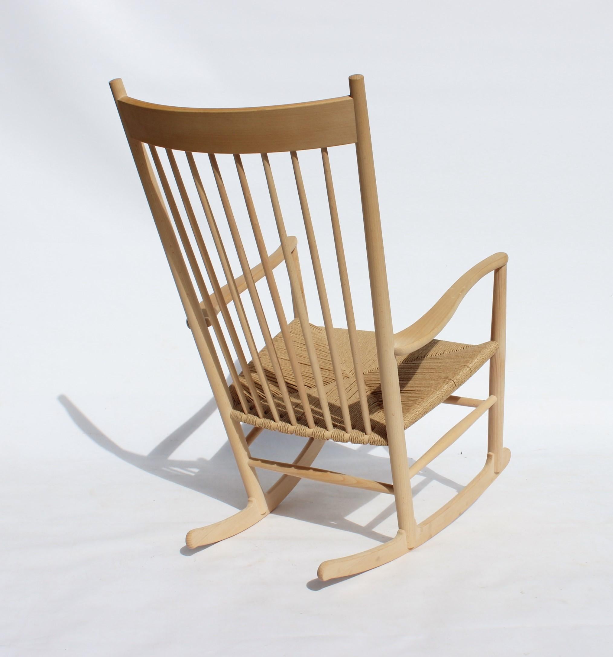 Papercord Rocking Chair, Model J16, of Beech, by Hans J. Wegner and Fredericia