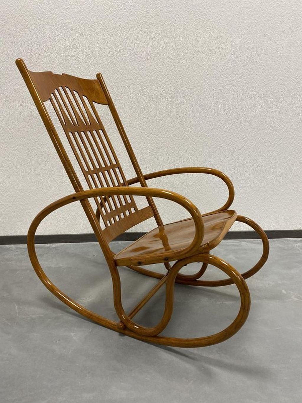 Rocking chair no.813 by Koloman Moser for J.J.Kohn. Professionally stained and repolished.