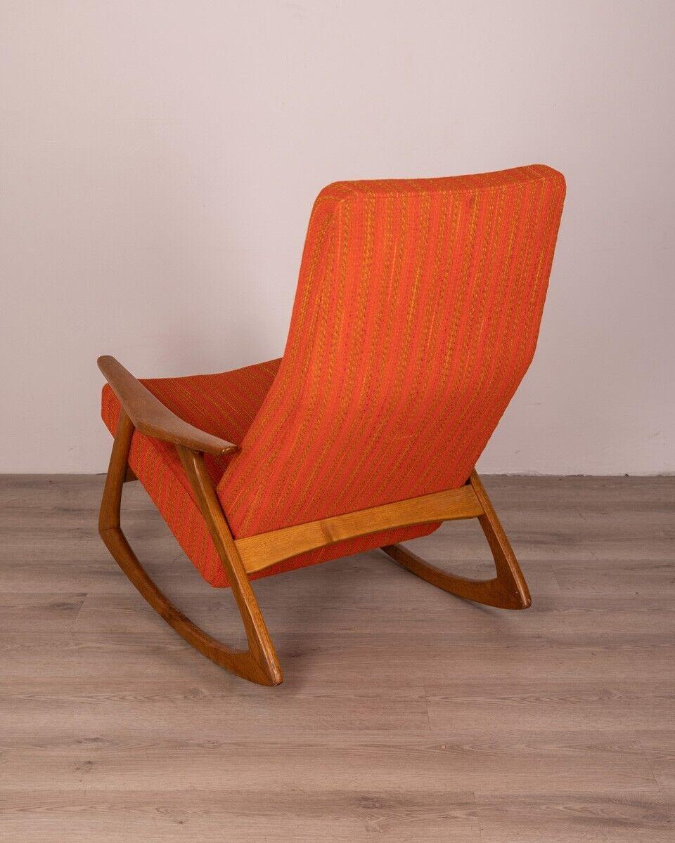 Rocking Chair, Vintage, 1960er Jahre, orangefarbenes dänisches Design im Zustand „Relativ gut“ im Angebot in None, IT