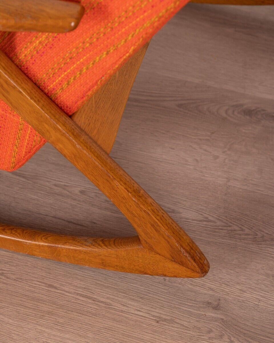 Rocking Chair, Vintage, 1960er Jahre, orangefarbenes dänisches Design (Textil) im Angebot