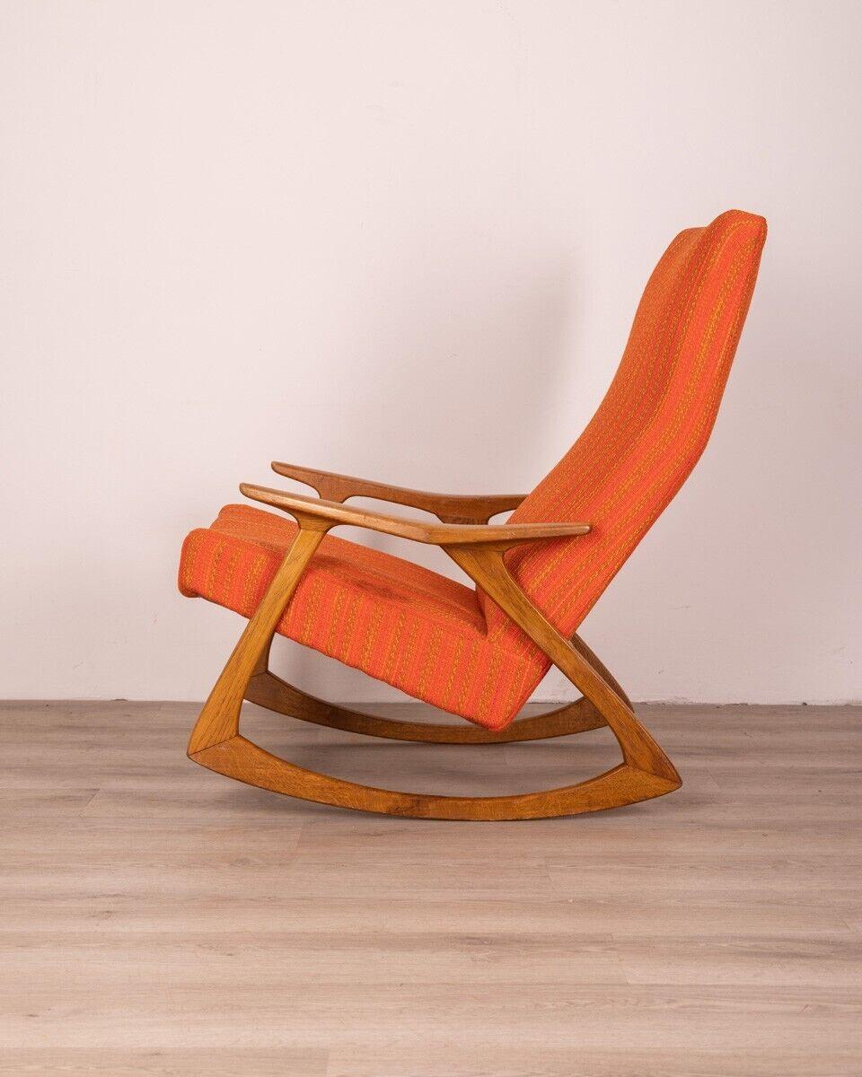 Rocking Chair, Vintage, 1960er Jahre, orangefarbenes dänisches Design im Angebot 1