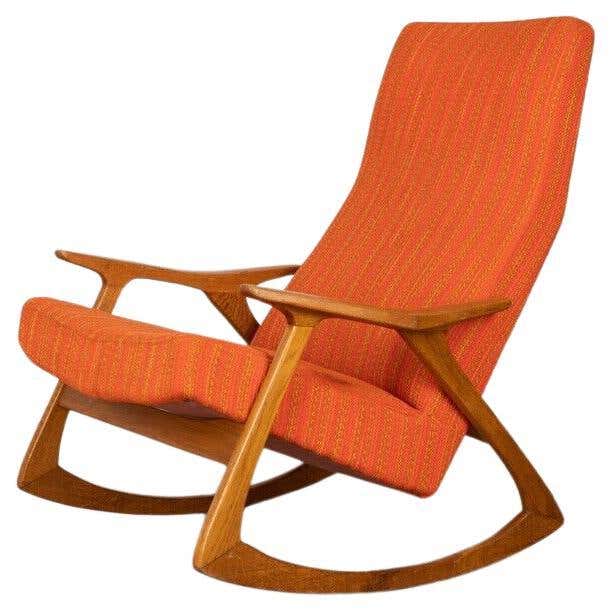 70s Style Rocking Chair Vintage Rocking Armchair 70s Design G. Faleschini For Sale at 1stDibs