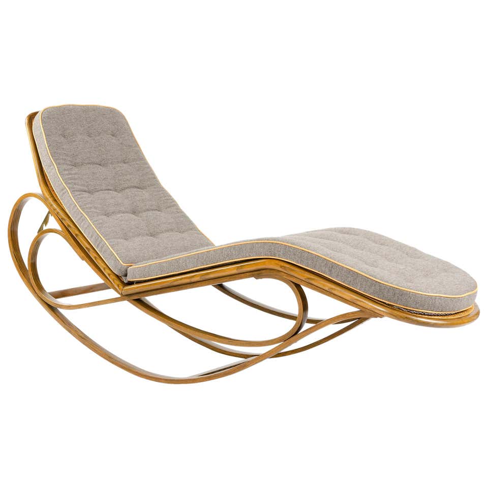 Rocking Wood and Linen Chaise Lounge by Igor Rodrigues at 1stDibs ...